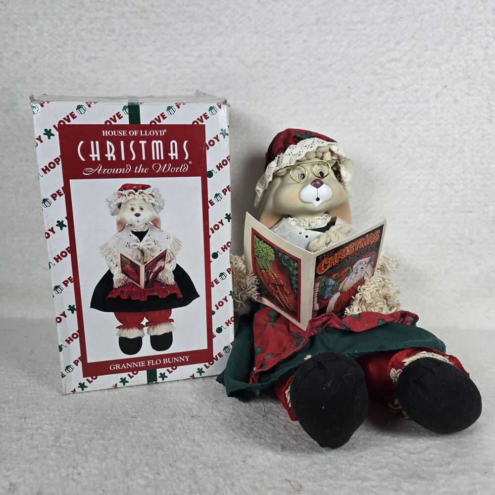 Vintage House of Lloyd Christmas Around the World Grannie Flo Bunny Shelf Sitter